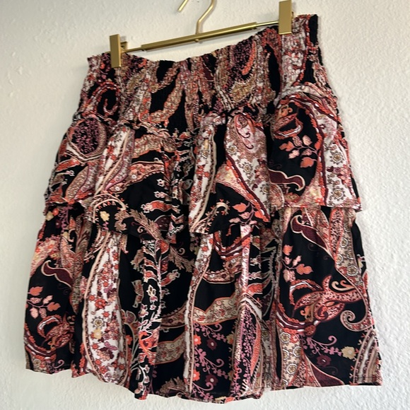 Anthropologie Paisley Mini Skirt - Black and Red - Picture 4 of 10